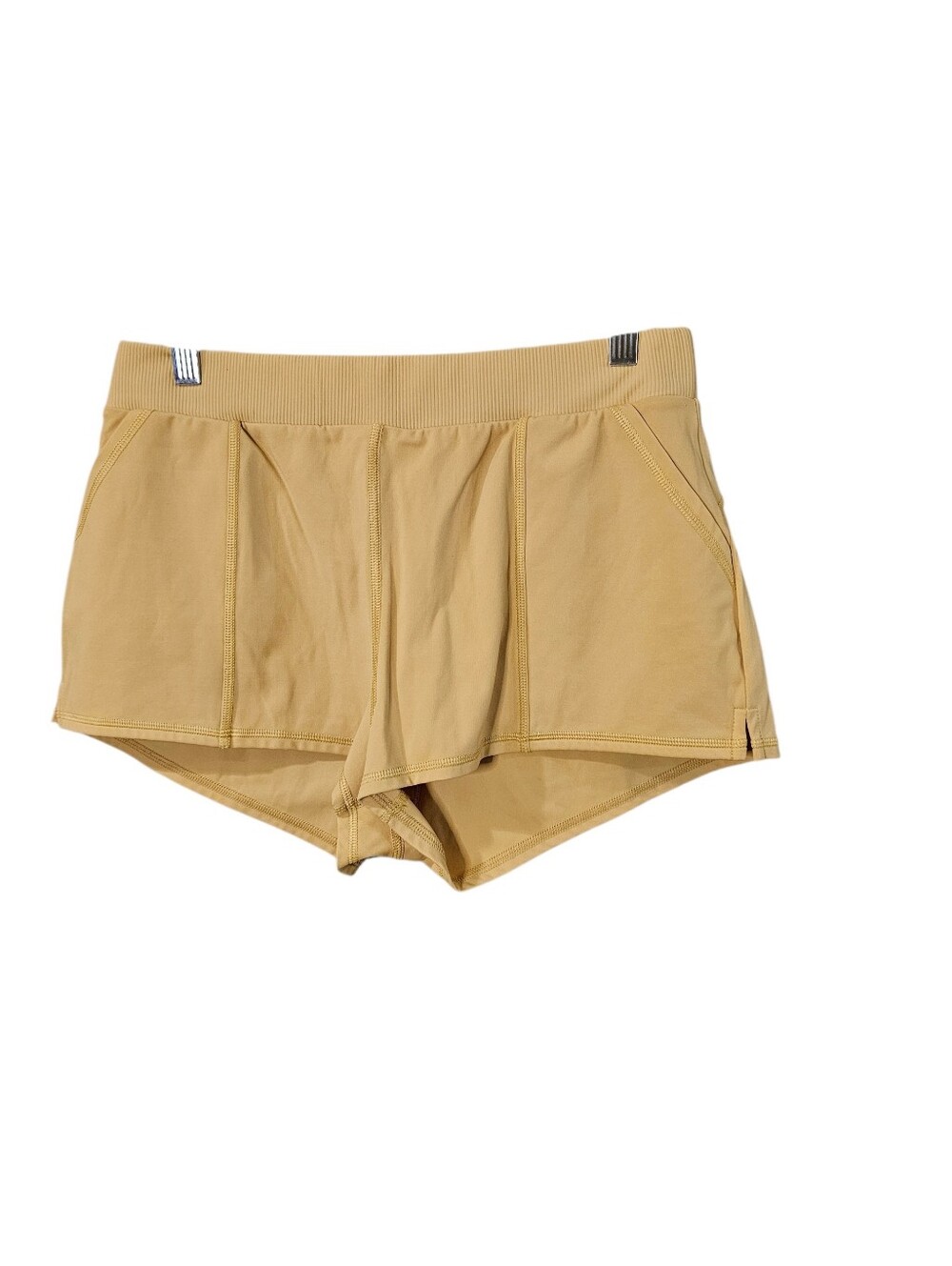 Free People Movement Women's Ribbed Waist Yellow Active Shorts Medium